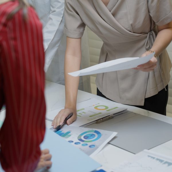 Business officer team consulting together with new project