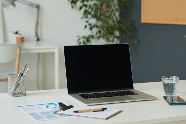Laptop on desk at office